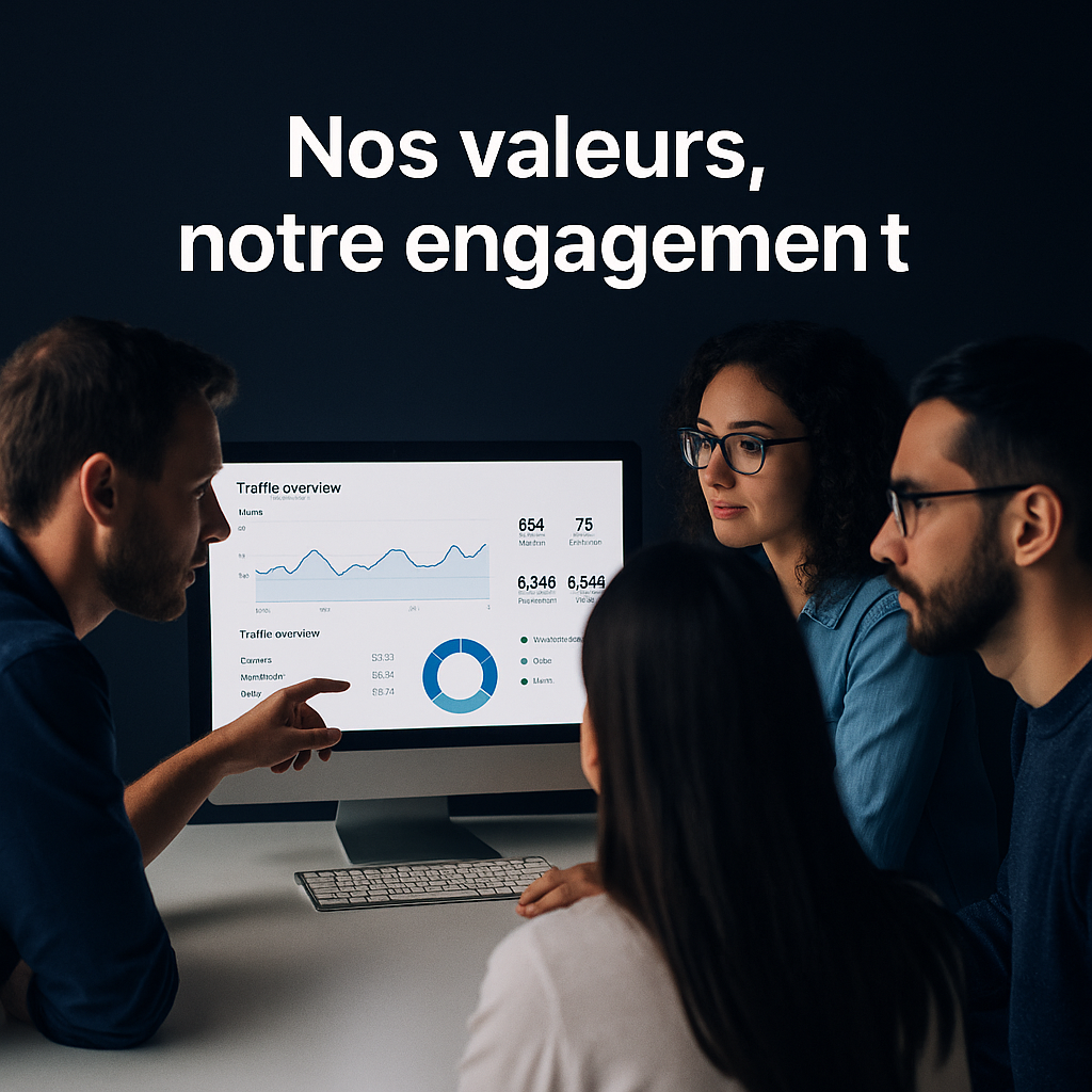 Équipe en réunion autour d’un écran