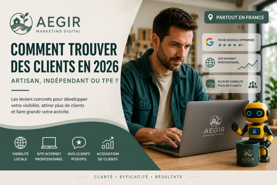 image à la une représentant un artisan ou dirigeant TPE développant sa visibilité digitale avec AEGIR Marketing Digital